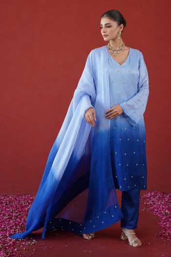 Masoomm Embroidered Ombre Straight Kurta Set