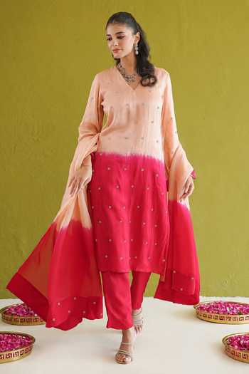 Masoomm Embroidered Ombre Kurta Pant Set
