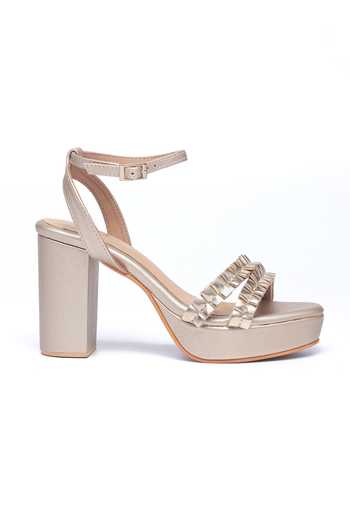 Nidhi Bhandari Ruffled Detailed Strap Block Heels 