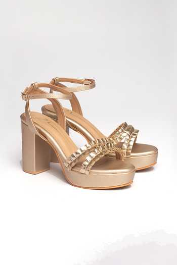 Nidhi Bhandari Ruffled Detailed Strap Block Heels 