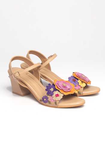 Nidhi Bhandari 3D Floral Embroidered Block Heels 