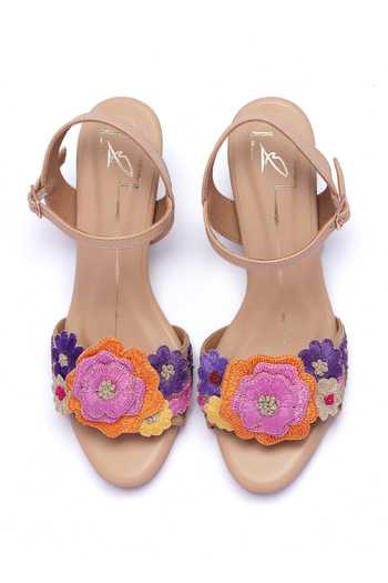 Nidhi Bhandari 3D Floral Embroidered Block Heels 