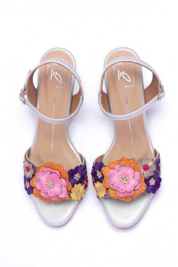 Nidhi Bhandari Floral 3D Embroidered Block Heels 