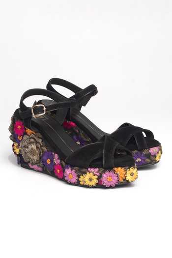 Nidhi Bhandari 3D Floral Embroidered Wedges 