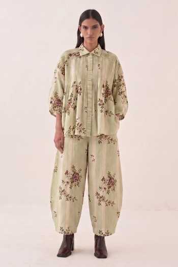 Ofrida Bagiya Floral Print Pintuck Top 
