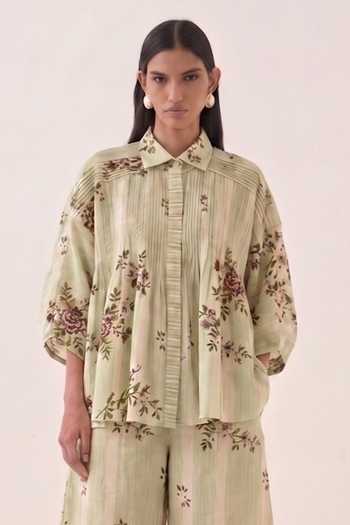 Ofrida Bagiya Floral Print Pintuck Top 