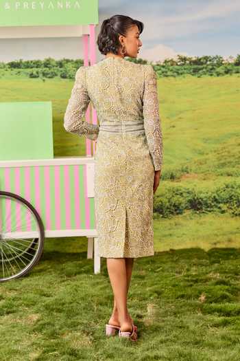 Parul And Preyanka Emmy Blaire Botanical Embroidered Midi Dress 