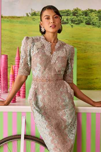 Parul And Preyanka Blaire Lace Straight Dress 