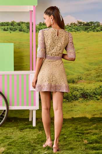 Parul And Preyanka Blaire Lace Flared A-Line Short Dress 