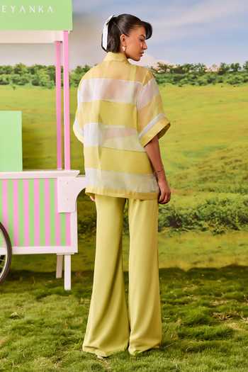 Parul And Preyanka Miu Miu Boxy Striped Shirt & Pant Set 