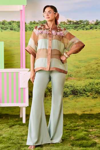 Parul And Preyanka Miu Miu Boxy Striped Shirt & Pant Set 