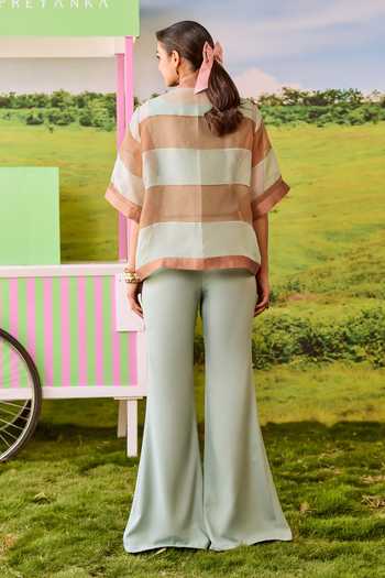 Parul And Preyanka Miu Miu Boxy Striped Shirt & Pant Set 