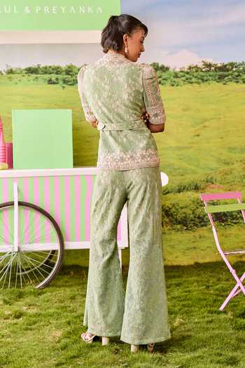 Parul And Preyanka Julian Lace Jacket & Pant Co-Ord Set 