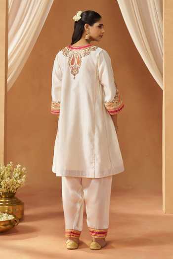 Sheetal Batra Zimal Daisy Ivory Choga With Salwar