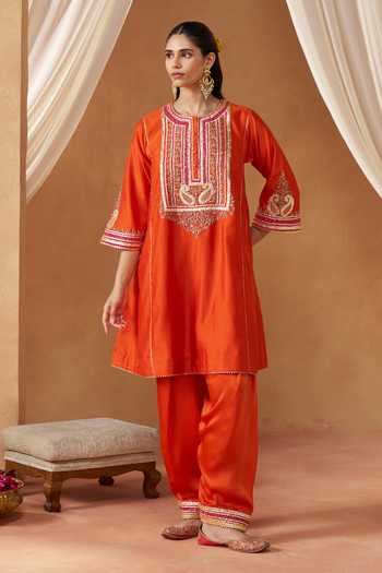 Sheetal Batra Daneen Burnt Orange Choga With Salwar