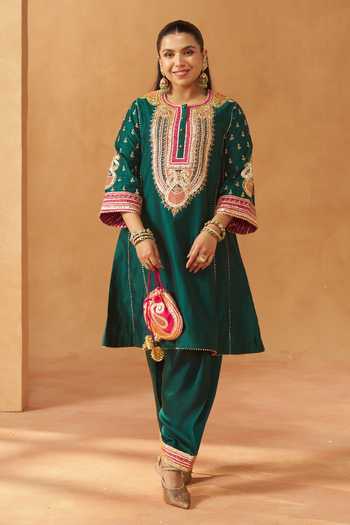 Sheetal Batra Riva Emerald Green Choga With Salwar