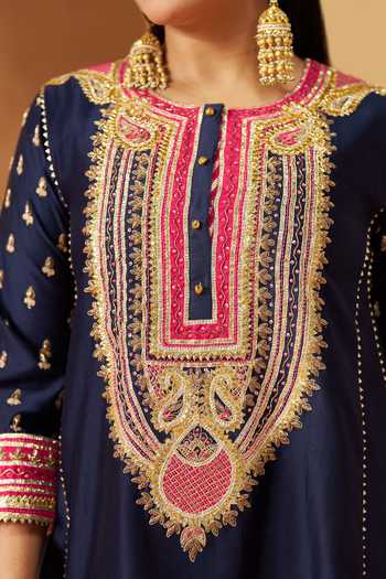 Sheetal Batra Blue Round Neck, Yes Riva Deep Choga With Salwar Set at Aza Fashions Sheetal Batra_Blue Round Neck, Yes Riva Deep Choga With Salwar Set _at_Aza_Fashions