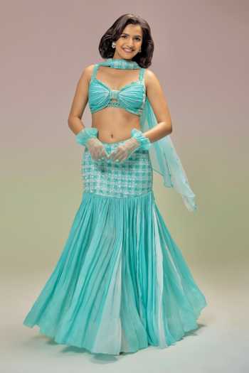 Shop Tuhina Srivastava Blue Silk, Chiffon, Velvet, Tulle Sweetheart Blueberry Embroidered Lehenga Set Online at Aza Fashions Shop_Tuhina Srivastava_Blue Silk, Chiffon, Velvet, Tulle Sweetheart Blueberry Embroidered Lehenga Set _Online_at_Aza_Fashions