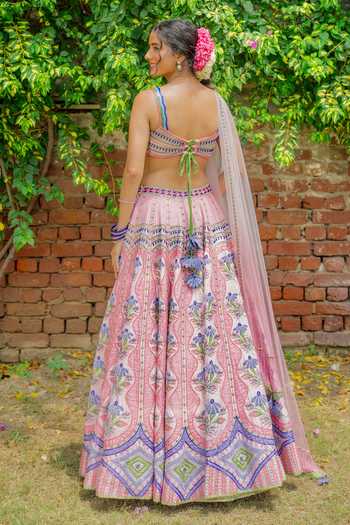Tuhina Srivastava Mor Mirrorwork Blouse Lehenga Set 