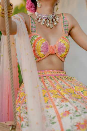 Buy Tuhina Srivastava Pink , Organza, Velvet, Tulle, Raw Rang Embroidered Lehenga Set Online at Aza Fashions Buy_Tuhina Srivastava_Pink , Organza, Velvet, Tulle, Raw Rang Embroidered Lehenga Set _Online_at_Aza_Fashions