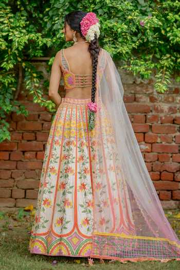 Tuhina Srivastava Rang Silk Velvet Embroidered Lehenga Set 