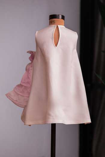Lil Angels_White Crepe Organza Ruffle Dress _Online_at_Aza_Fashions