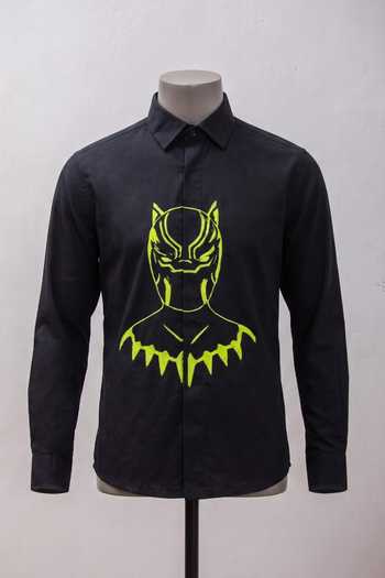 Lil Angels_Black Cotton Superhero Print Shirt _Online_at_Aza_Fashions