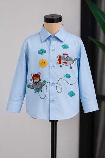 Lil Angels Airplane Print Shirt 