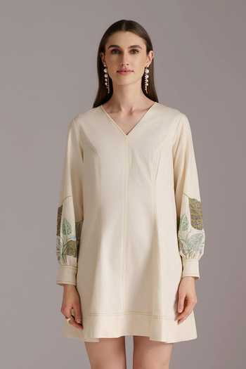 JAYN India Embroidered Short Tencel Cotton Dress 