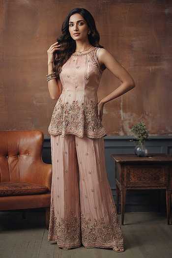House Of Noori Hand Embroidered Top & Sharara Set 