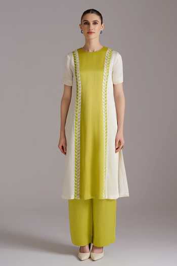 JAYN India Sejal Color Block Kurta & Pant Co-Ord Set 