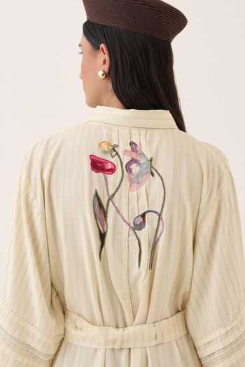 Ofrida Ivory Lehar Hand Painted Belt at Aza Fashions Ofrida_Ivory Lehar Hand Painted Belt _at_Aza_Fashions