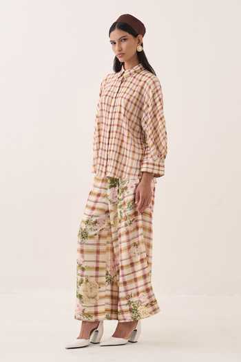 Buy Ofrida Ivory Cotton Jaali Rose Hand Painted Culottes Pant Online at Aza Fashions Buy_Ofrida_Ivory Cotton Jaali Rose Hand Painted Culottes Pant _Online_at_Aza_Fashions