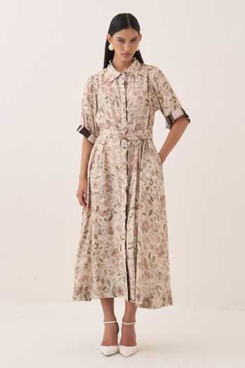 Ofrida Gulzar Floral Print A-line Dress 