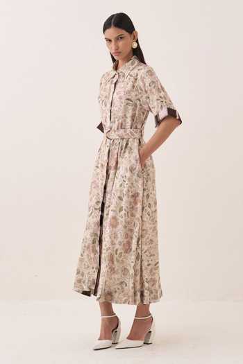 Ofrida Ivory Gulzar Floral Print Belt Online at Aza Fashions Ofrida_Ivory Gulzar Floral Print Belt _Online_at_Aza_Fashions