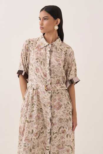 Shop Ofrida Ivory Gulzar Floral Print Belt Online at Aza Fashions Shop_Ofrida_Ivory Gulzar Floral Print Belt _Online_at_Aza_Fashions