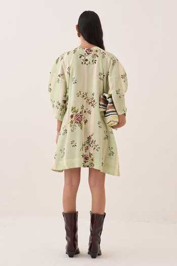 Ofrida Bagiya Bubble Sleeve Printed A-Line Dress 