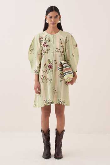 Ofrida Bagiya Bubble Sleeve Printed A-Line Dress 