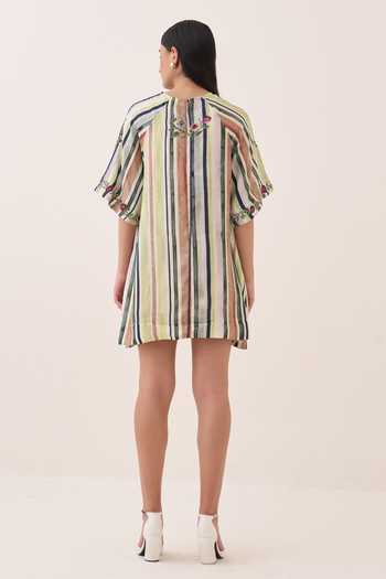 Ofrida Rekha Striped Short A-Line Dress 