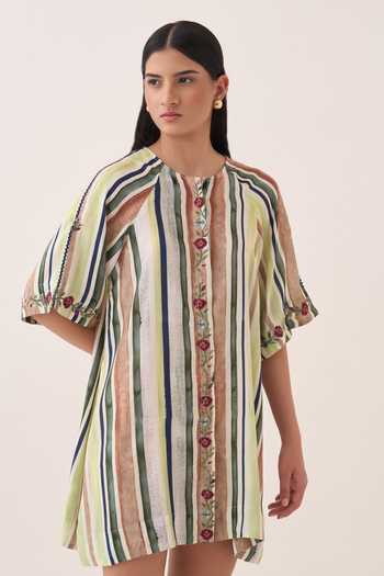 Ofrida Rekha Striped Short A-Line Dress 