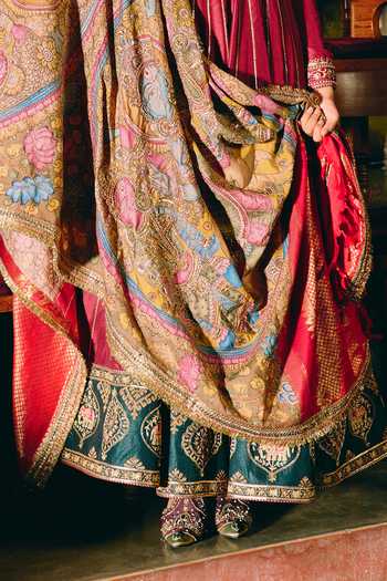 Shop_Aditi Gupta_Gold Silk Scoop , Open Samarpana Embroidered Jacket And Anarkali Set _Online_at_Aza_Fashions