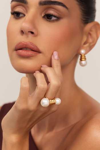 Anaash_White Node Embellished Ring _Online_at_Aza_Fashions