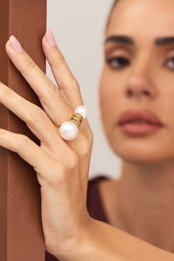 Buy_Anaash_White Node Embellished Ring _Online_at_Aza_Fashions