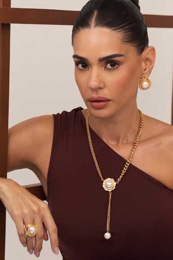 Anaash White Tier Chain Tassel Necklace Online at Aza Fashions Anaash_White Tier Chain Tassel Necklace _Online_at_Aza_Fashions