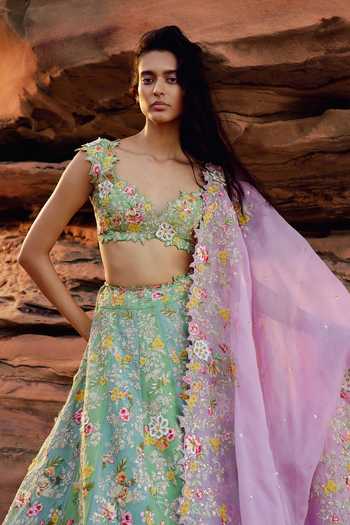 Shop Anushree Reddy Blue Organza Sweetheart Neck Utsa Embroidered Bridal Lehenga Set Online at Aza Fashions Shop_Anushree Reddy_Blue Organza Sweetheart Neck Utsa Embroidered Bridal Lehenga Set _Online_at_Aza_Fashions