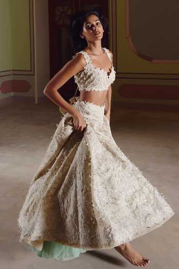 Shop_Anushree Reddy_Ivory Organza Sweetheart Neck Athena Embroidered Bridal Lehenga Set _Online_at_Aza_Fashions
