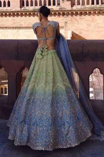 Anushree Reddy Ombre Crystal Work Lehenga Set
