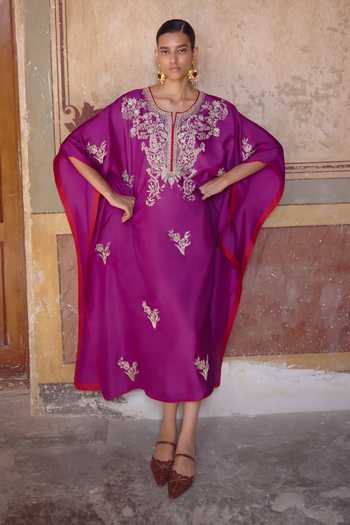 Anushree Reddy Zardozi Flower Work Kaftan Set
