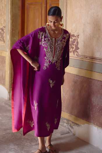 Anushree Reddy Zardozi Flower Work Kaftan Set