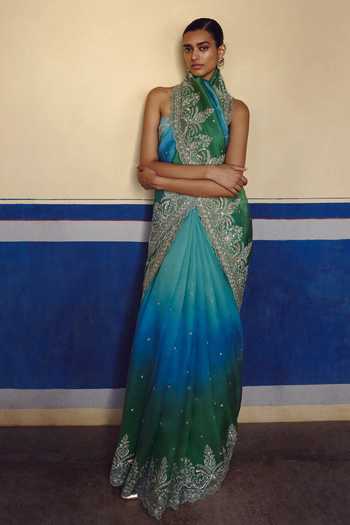 Anushree Reddy Shae Ombre Saree With Unstitched Blouse Fabric